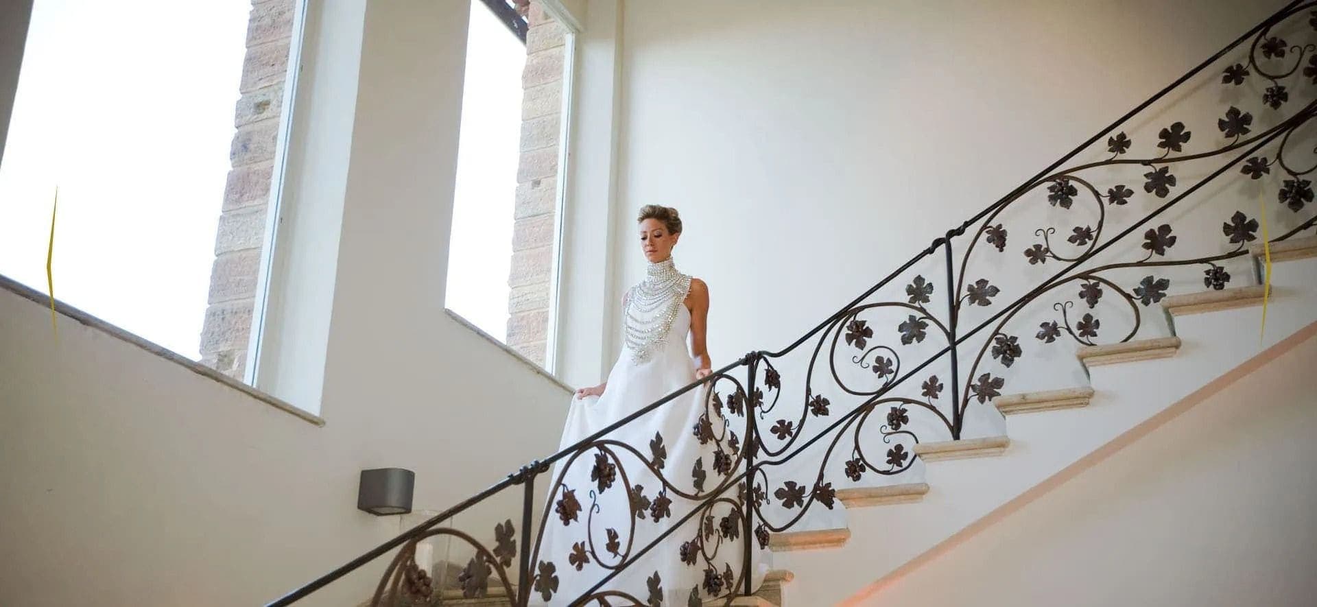 Bride on a staircase — Gruber Photographers, New York